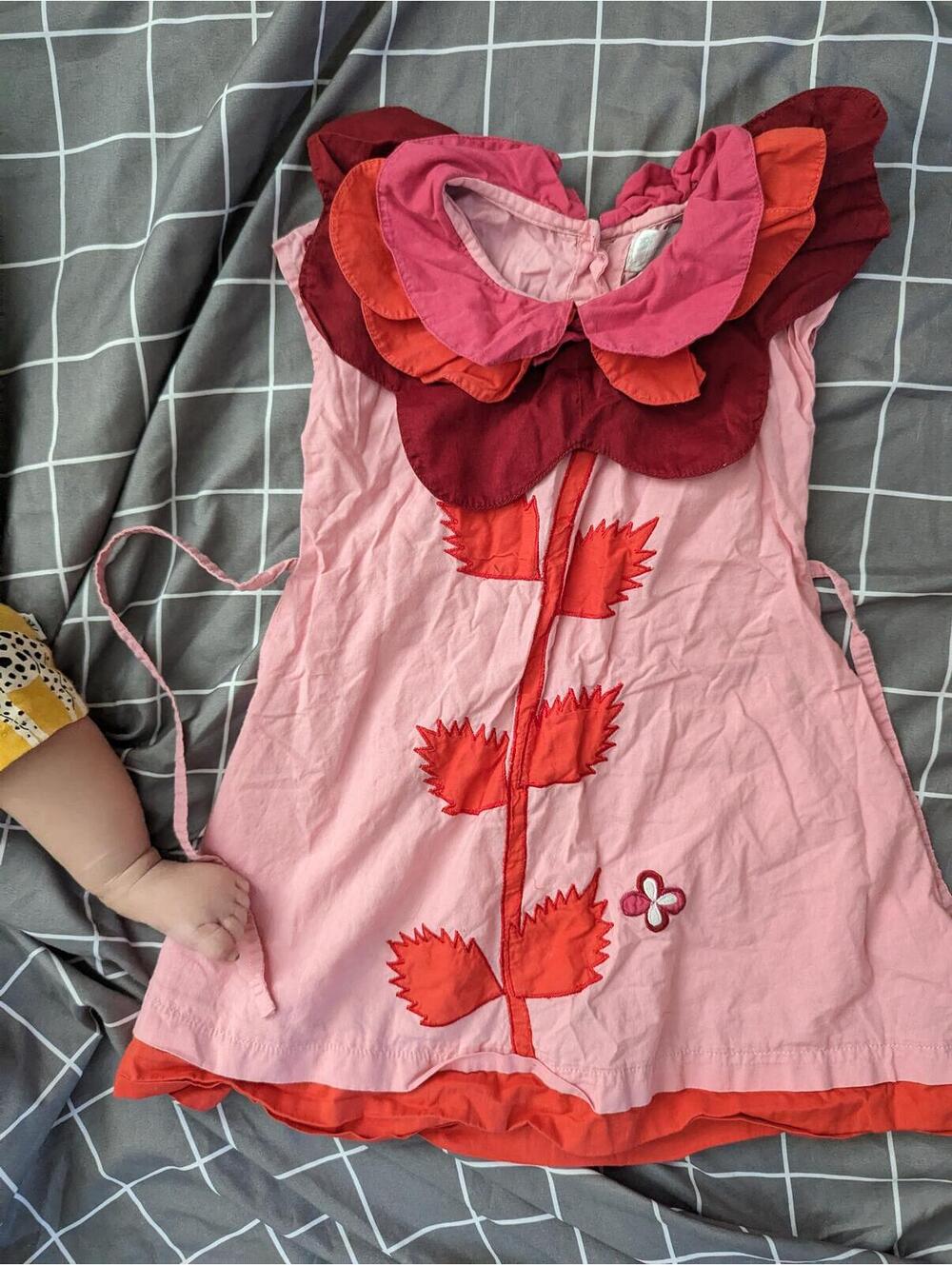 Powell Craft red rose flower dress